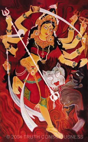 Goddess Durga Eradicating Evil,  Truth Consciousness